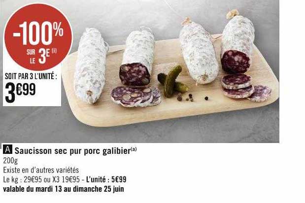 Saucisson Sec Pur Porc Galibier