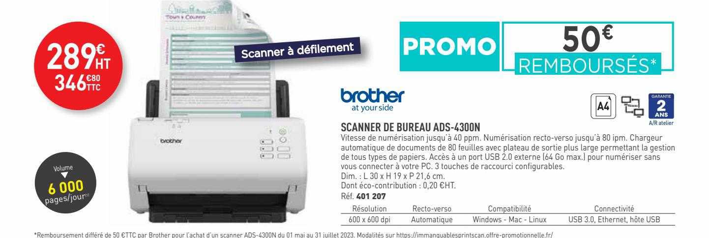 scanner de bureau ads-4300n brother at your side