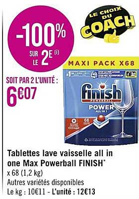 tablettes lave vaisselle all in one max powerball finish