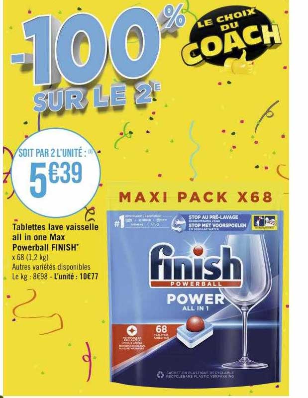 tablettes lave vaisselle all in one max powerball finish