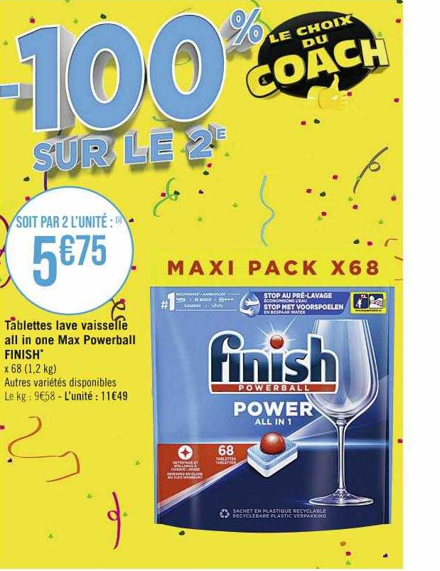 tablettes lave vaisselle all in one max powerball finish