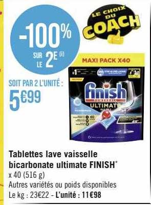 tablettes lave-vaisselle bicarbonate ultimate finish