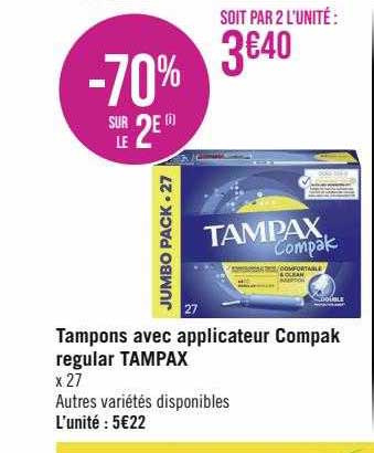 tampons avec applicateur compak regular tampax