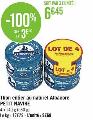 Thon Entier Au Naturel Albacore Petit Navire