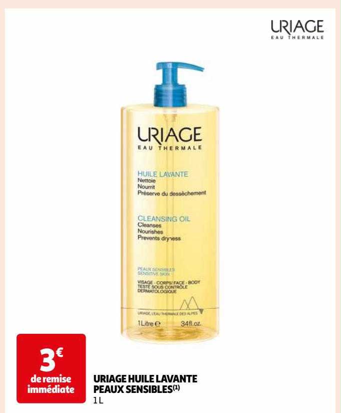 uriage huile lavante peaux sensibles