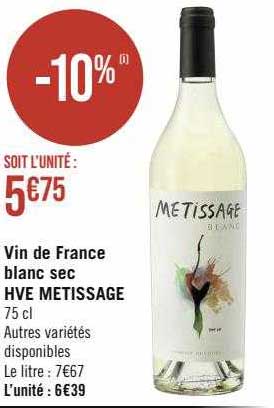 Vin De France Blanc Sec Hve Metissage