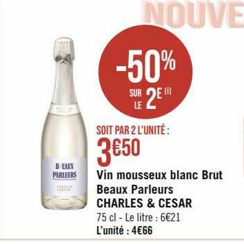 vin mousseux blanc brut beaux parleurs charles & césar