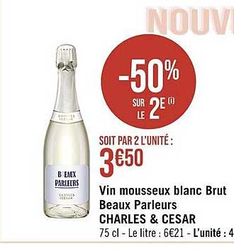 vin mousseux blanc brut beaux parleurs charles & césar