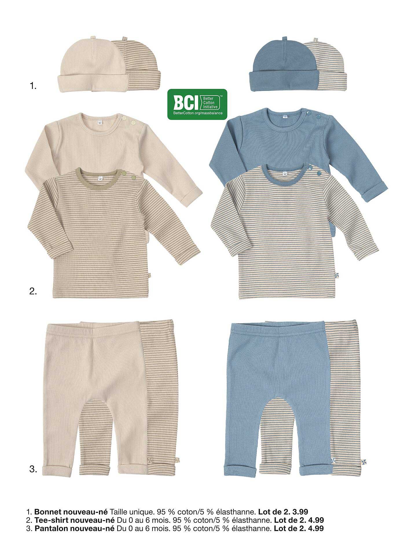 bonnet nouveau-né, tee-shirt nouveau-né, pantalon nouveau-né