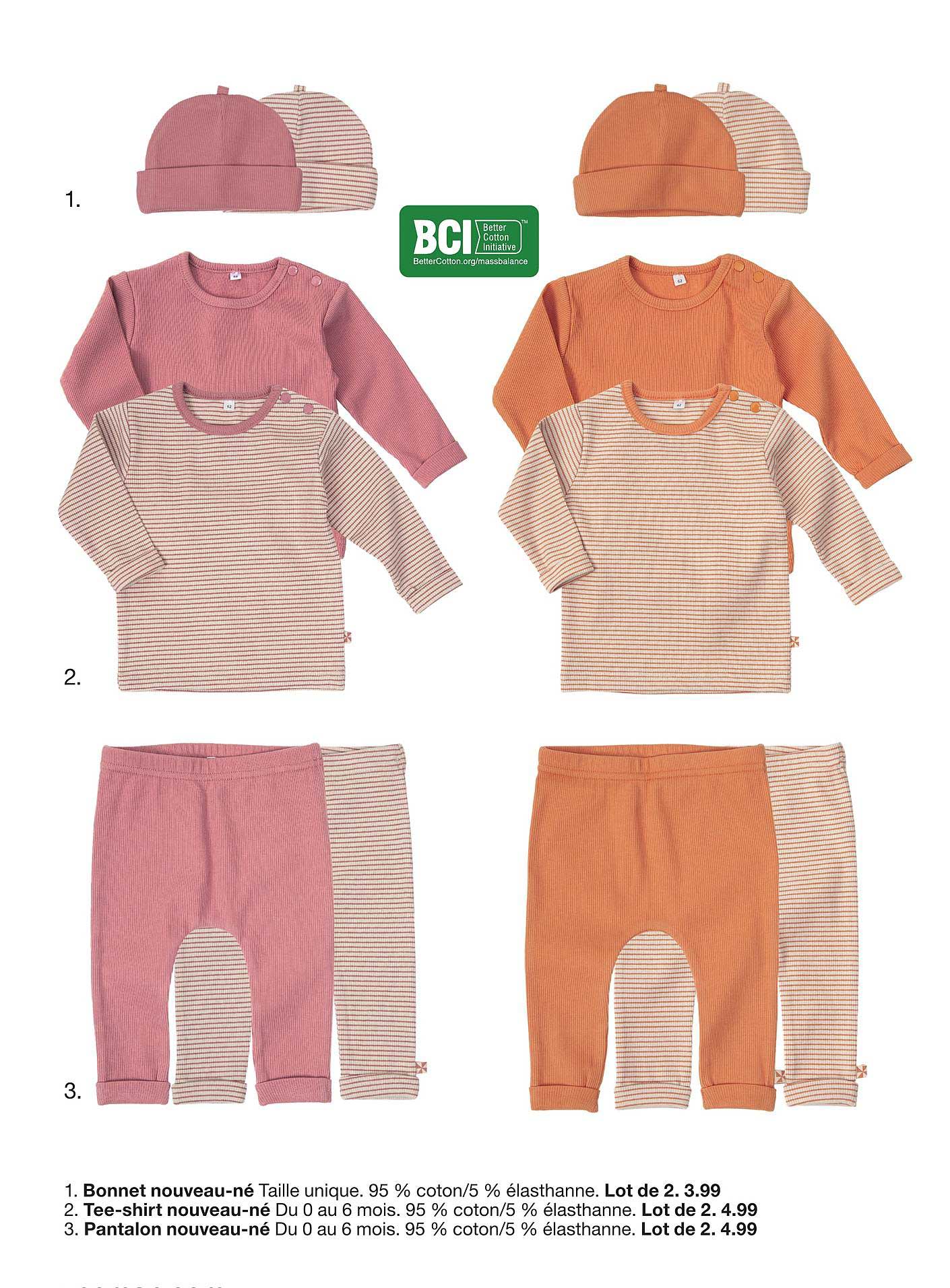 bonnet nouveau-né, tee-shirt nouveau-né, pantalon nouveau-né