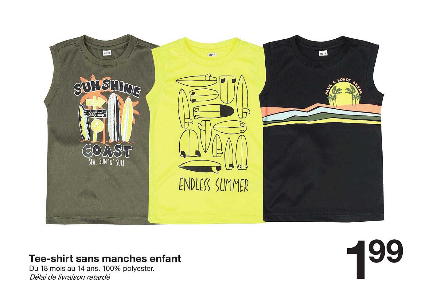 tee-shirt sans manches enfant