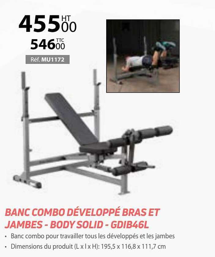 banc combo développé bras et jambes - body solid - gdib46l