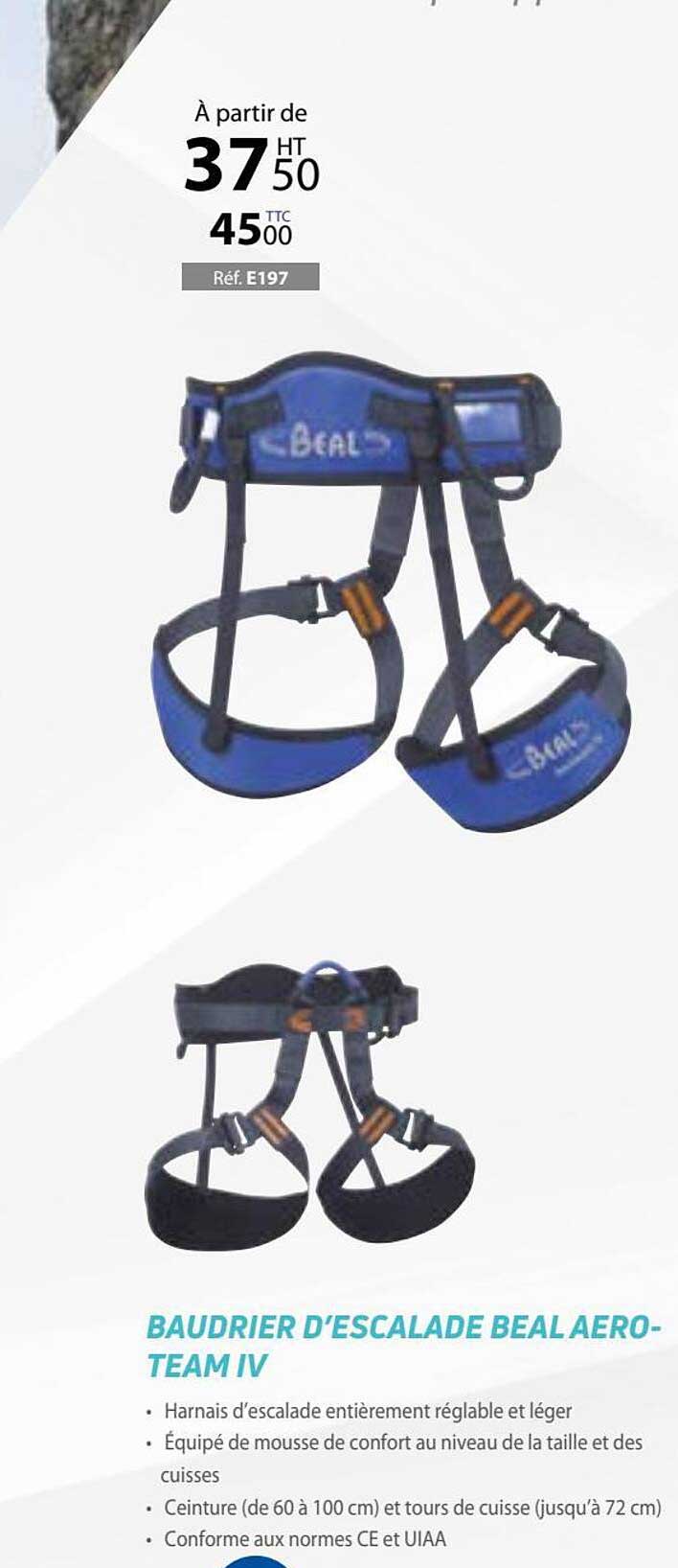 baudrier d'escalade beal aero-team iv