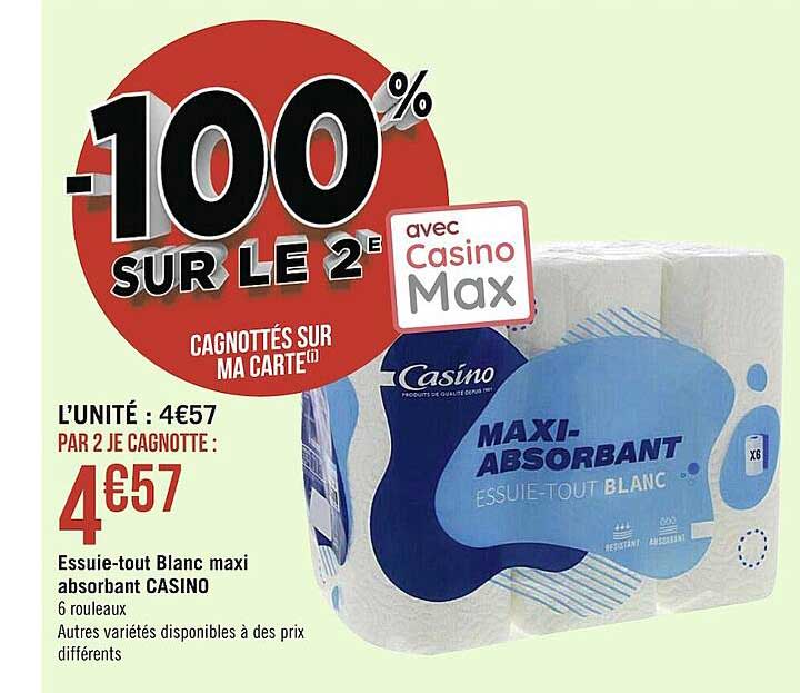 Essuie-tout Blanc Maxi Absorbant Casino