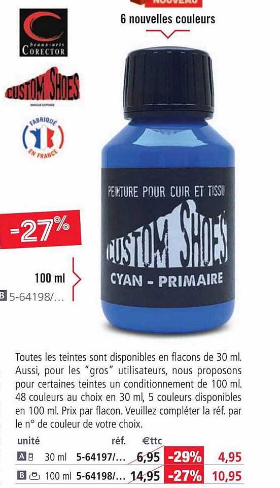 peinture pour cuir et tissu custom shoes cyan - primaire
