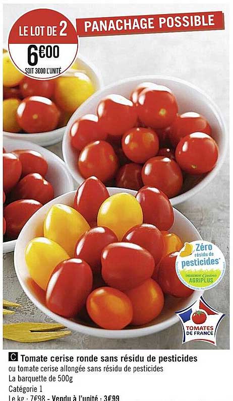 tomate cerise ronde sans résidu de pesticides