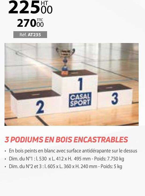 3 podiums en bois encastrables