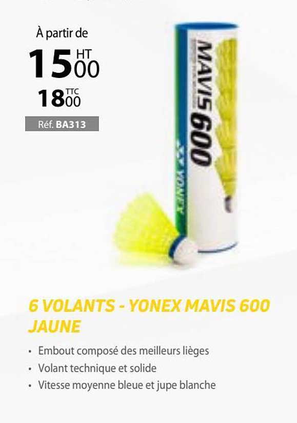 6 Volants - Yonex Mavis 600 Jaune