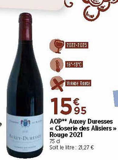 aop** auxey duresses «closerie des alisiers» rouge 2021
