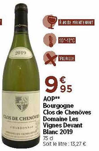 aop** bourgogne clos de chenôves domaine les vignes devant blanc 2019