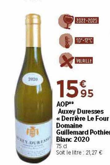 aop auxey duresses «derrière le four» domaine guillemard pothier blanc 2020