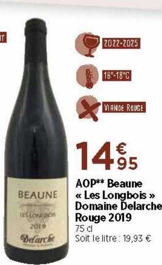 aop beaune «les longbois» domaine delarche rouge 2019