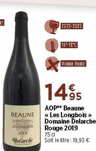 aop beaune «les longbois» domaine delarche rouge 2019