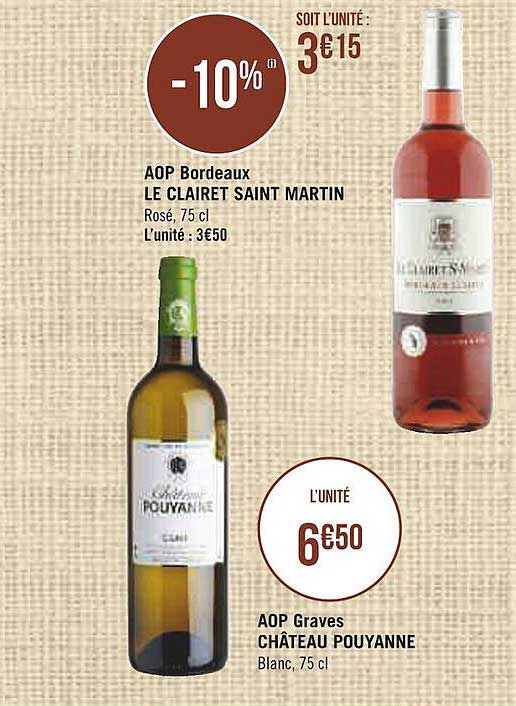 aop bordeaux le clairet saint martin, aop graves château pouyanne
