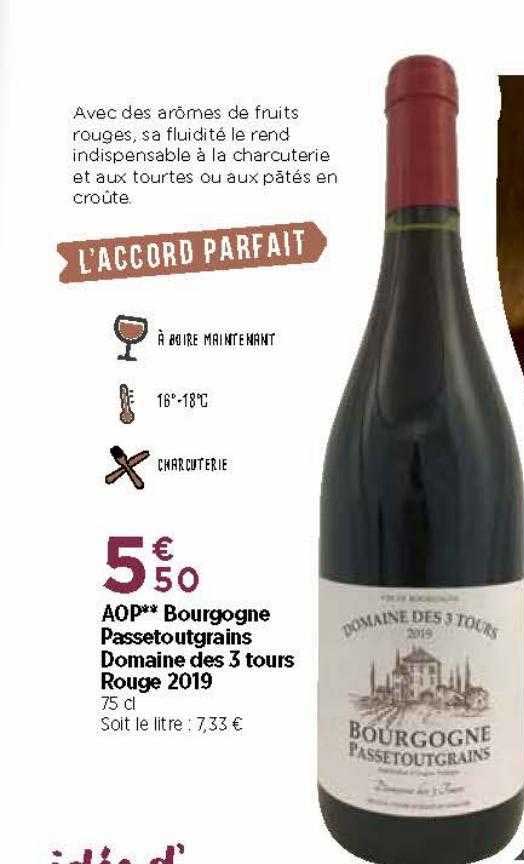 aop bourgogne passetoutgrains domaine des 3 tours rouge 2019