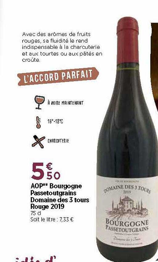 aop bourgogne passetoutgrains domaine des 3 tours rouge 2019