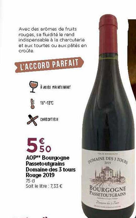 aop bourgogne passetoutgrains domaine des 3 tours rouge 2019