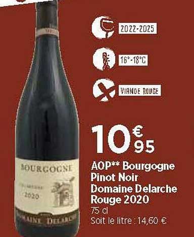 aop bourgogne pinot noir domaine delarche rouge 2020