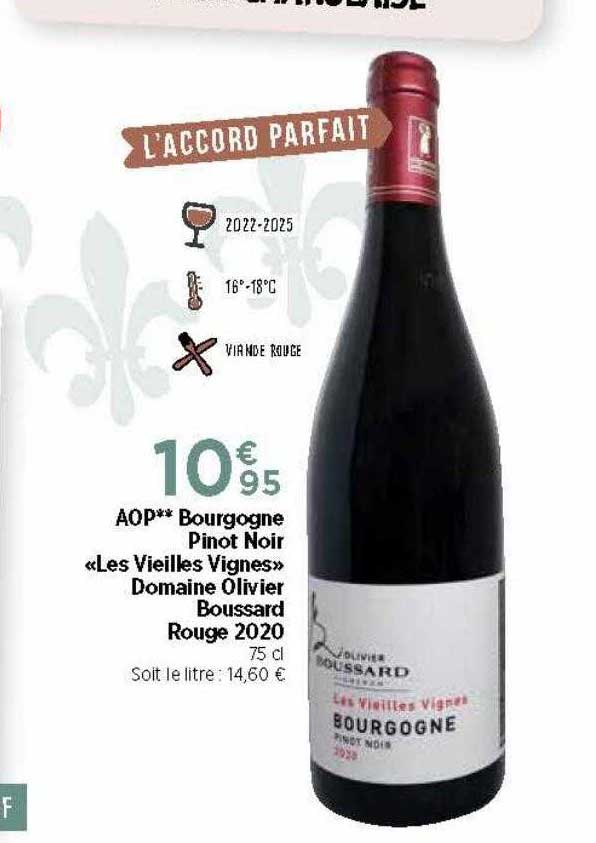 aop bourgogne pinot noir «les vieilles vignes» domaine olivier boussard rouge 2020