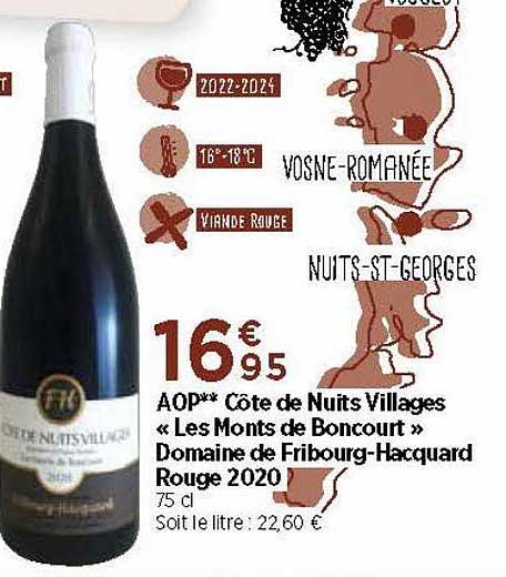 aop côtes de nuits villages «les monts de boncourt» domaine de fribourg-hacquard rouge 2020