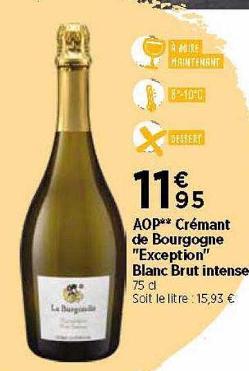 aop crémant de bourgogne "exception" blanc brut intense