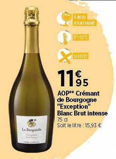 aop crémant de bourgogne "exception" blanc brut intense