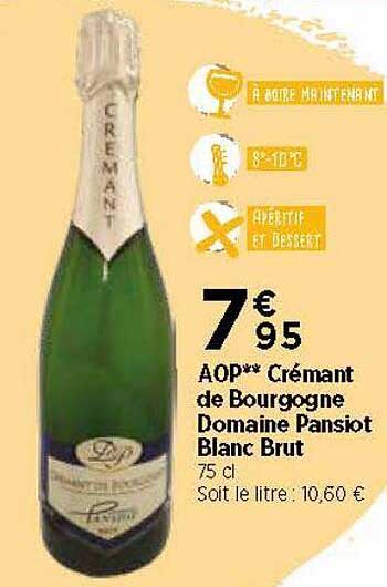 Aop Crémant De Bourgogne Domaine Pansiot Blanc Brut