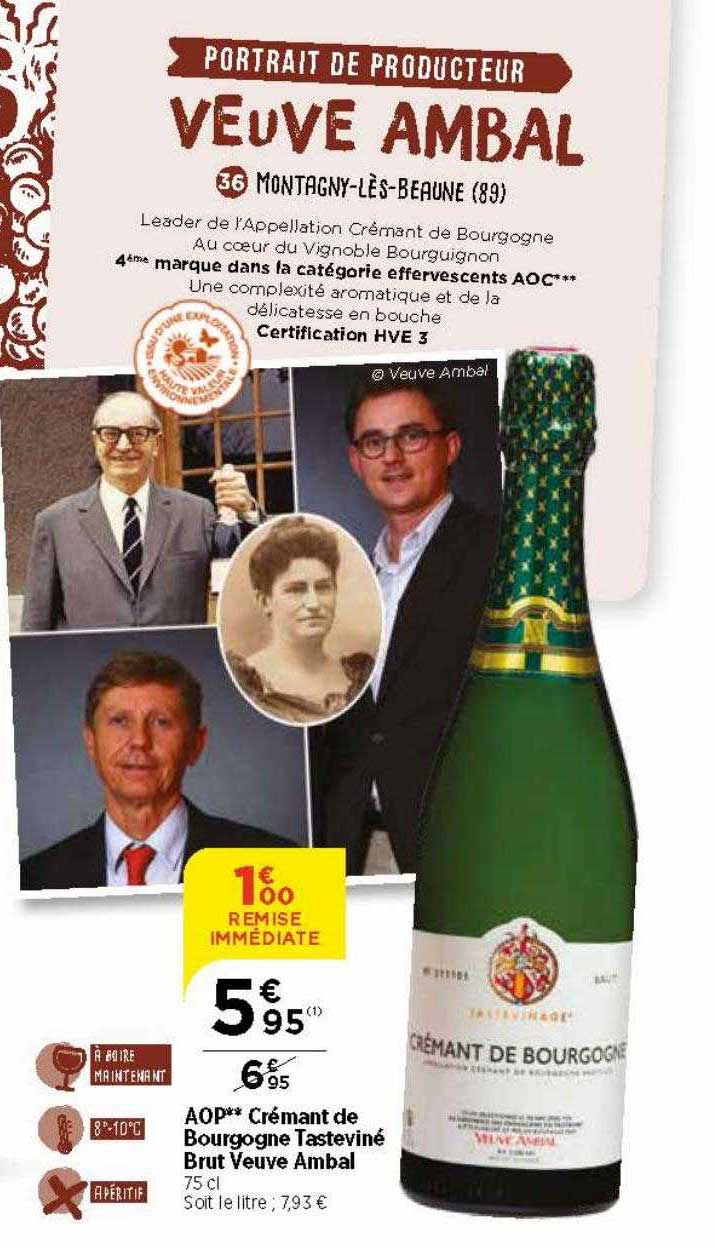 aop crémant de bourgogne tasteviné brut veuve ambal