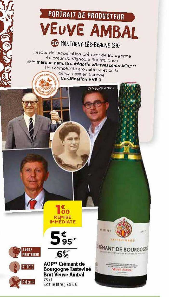 aop crémant de bourgogne tasteviné brut veuve ambal