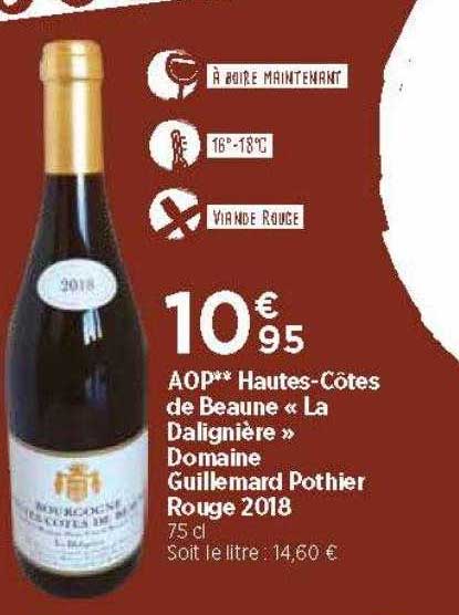 aop hautes-côtes de beaune «la dalignière» domaine guillemard pothier rouge 2018