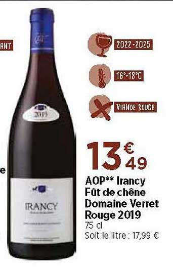 aop irancy fût de chêne domaine verret rouge 2019