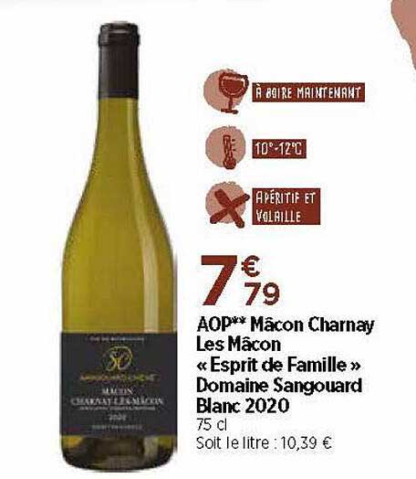aop mâcon charnay les mâcon «esprit de famille» domaine sangouard blanc 2020