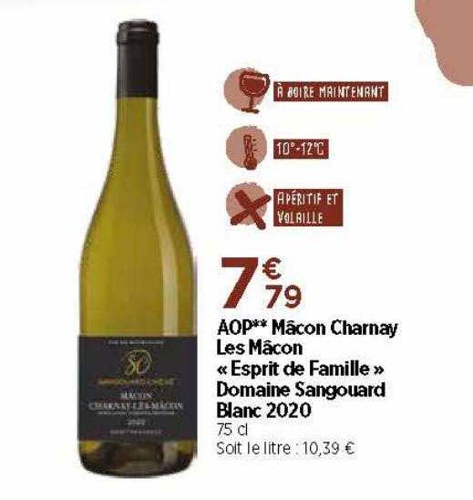 aop mâcon charnay les mâcon «esprit de famille» domaine sangouard blanc 2020