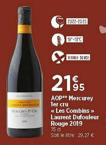 aop mercurey 1er cru «le combins» laurent dufouleur rouge 2019