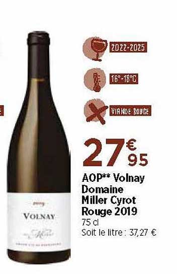 aop volnay domaine miller cyrot rouge 2019