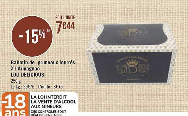 ballotin de pruneaux fourrés à l'armagnac lou délicious