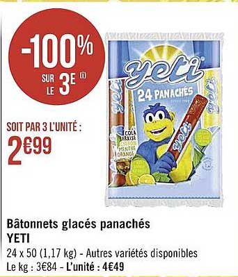 Bâtonnets Glacés Panachés Yeti
