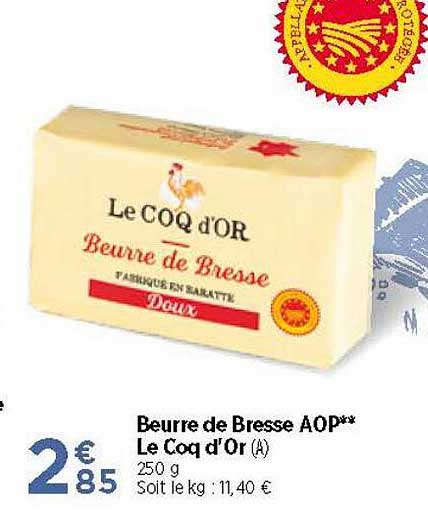 beurre de bresse aoop le coq d'or
