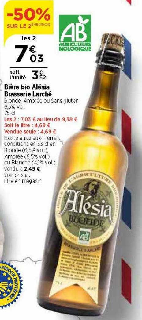 Bière Bio Alésia Brasserie Larché -50% Sur Le 2ème