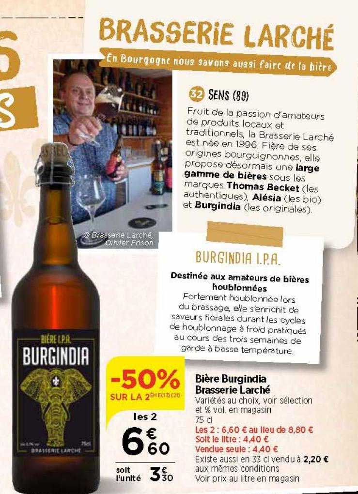 bière burgindia brasserie larché -50% sur la 2ème